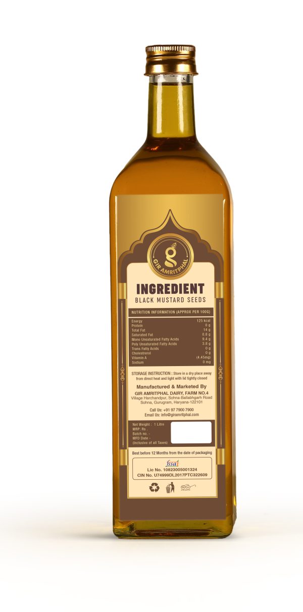 Kachi Ghani Cold Pressed Black Mustard Oil 1000ML - Image 2