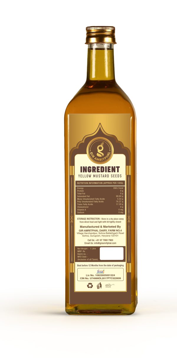 Kachi Ghani Cold Pressed Yellow Mustard Oil 1000ML - Image 2