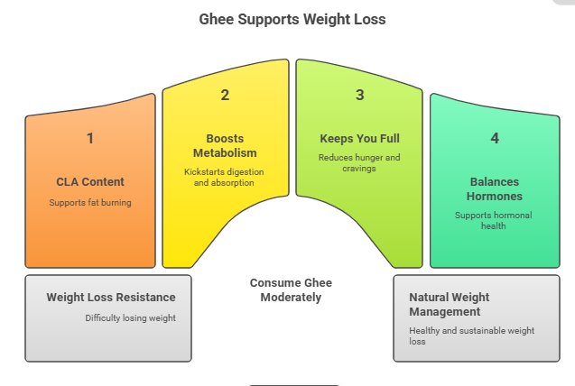 infographics showing ghee for weight loss